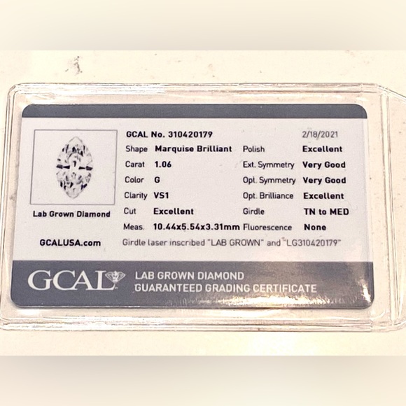 Wedding Ring_Engagement Ring_Lab Diamond_1ct Marquise Brilliant 1.06_WhtGld14kt - Picture 6 of 8
